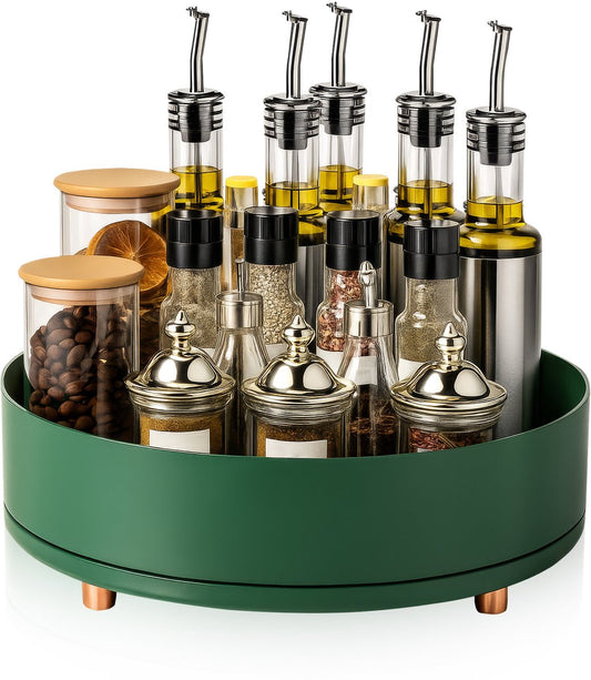 Velox Goods VL‑529 Turntable – 360° Organizer Ø27 cm – Rotary Herb Rack & Lazy Susan – For Kitchen, Refrigerator, Bathroom – Green – Non-slip & Large Size