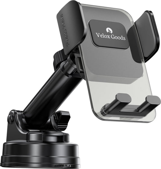 Velox Goods VL-501 Phone Holder Car – Strong Suction Cup – 360° Rotatable – For Dashboard, Windshield & Desk – Universal Smartphone Holder – Black