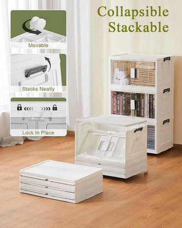 Storage boxes - Storage boxes with lid - Storage box - Storage cabinet - Foldable - Storage cabinets with doors - Stackable storage box - Width 70.5 cm - 5 layers - Storage - Organizer - Tidying up - Kitchen - Bathroom - Living room - Bedroom