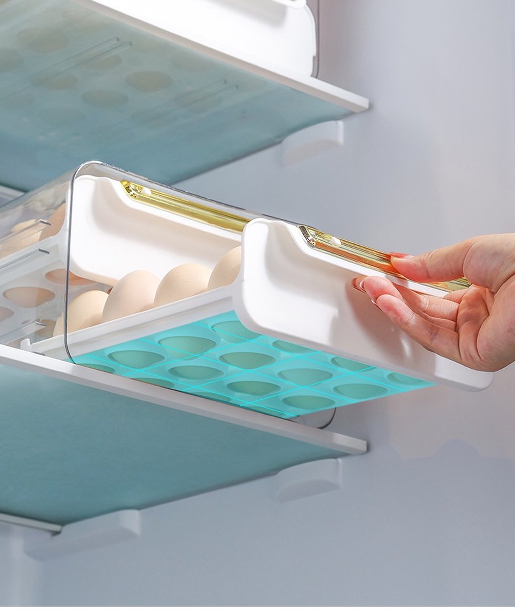 Velox Goods VL‑526 Egg Holder – Refrigerator Egg Tray Duo‑Tier – 32‑Egg Storage (16+16) – Transparent & Stackable