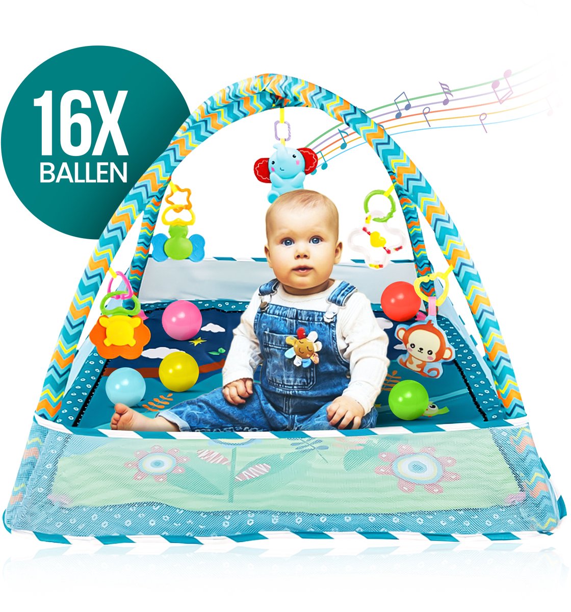 Velox Goods VL-506 Baby Gym – Interactive Play Mat for Babies – Educational and Safe Design – Suitable for Babies from 3 Months – Includes Hanging Toys, Balls and Net Fabric Sidewalls – Blue Brand: Velox Goods