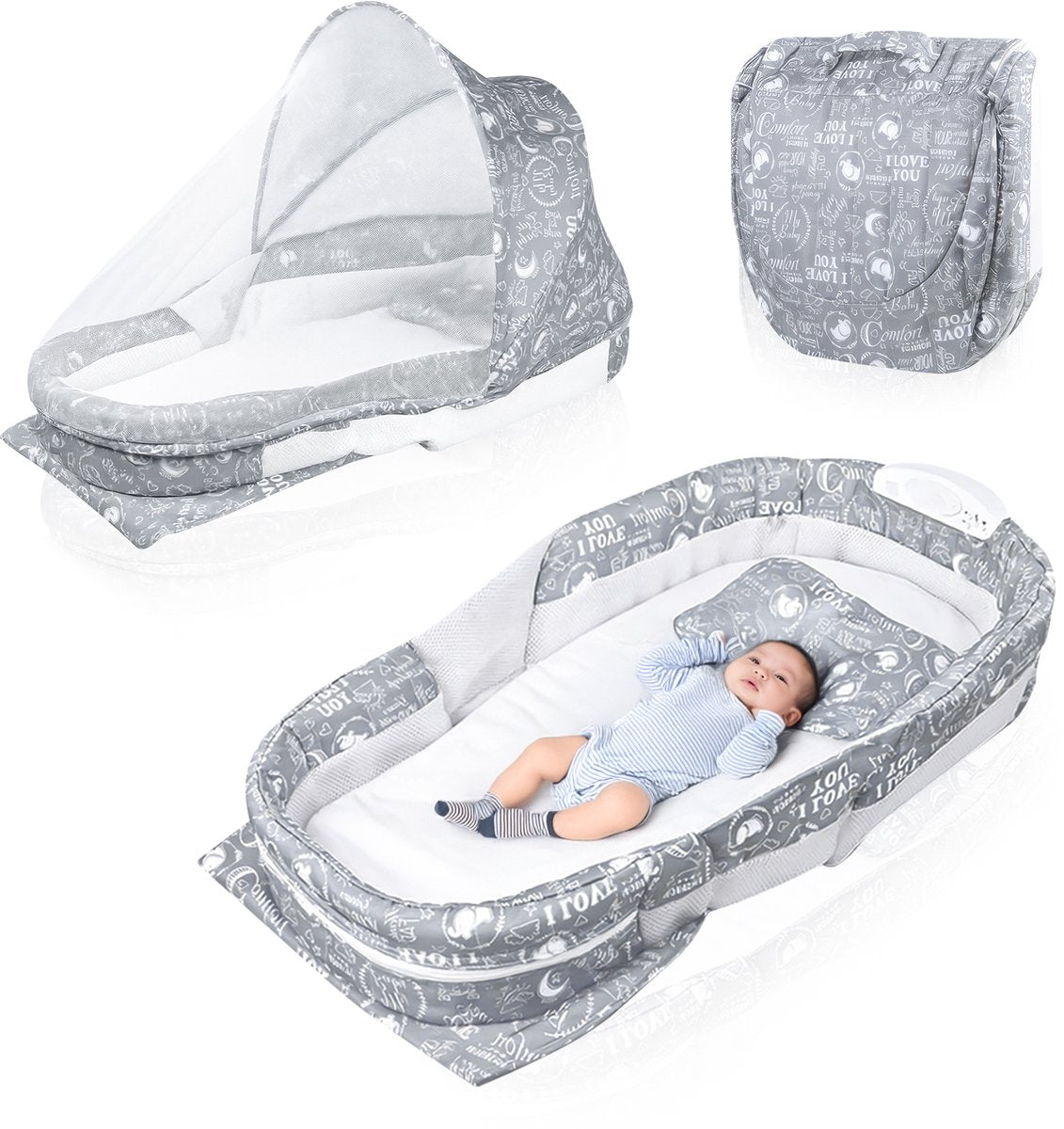 Velox Goods VL-516 Baby Travel Bed – Safe & Comfortable Mobile Travel Bed – Foldable Bed for Newborns & Babies