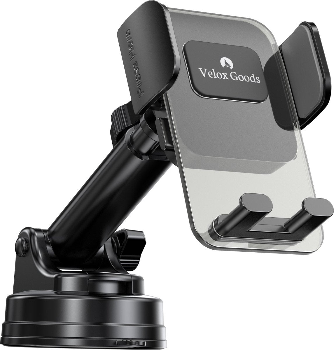 Velox Goods VL-501 Phone Holder Car – Strong Suction Cup – 360° Rotatable – For Dashboard, Windshield & Desk – Universal Smartphone Holder – Black