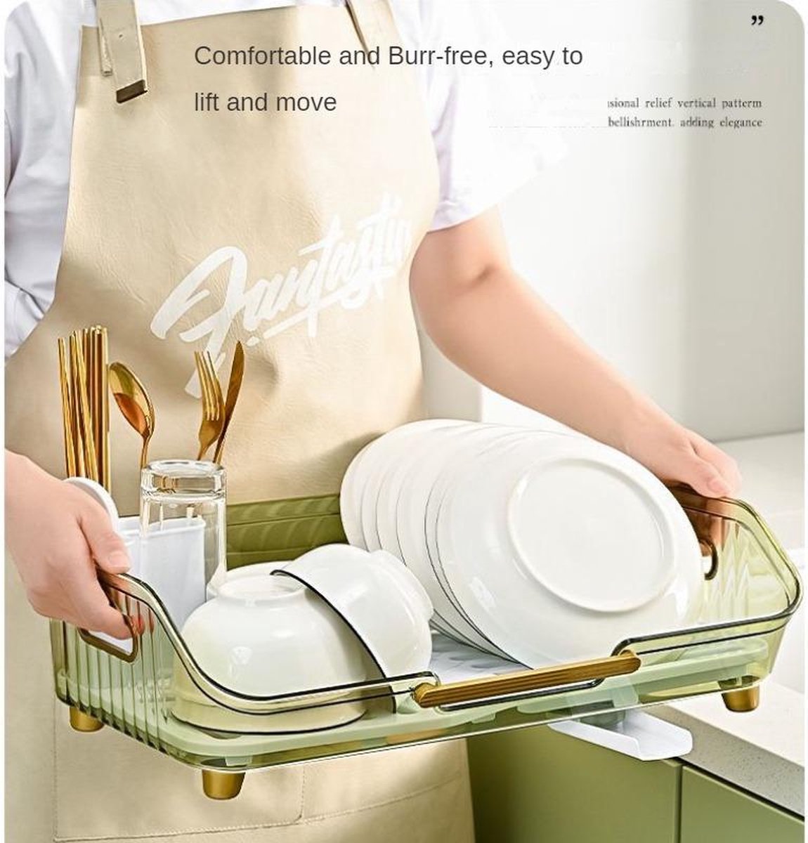 Velox Goods VL‑527 Drainer with Cutlery Holder – Dishwasher Rack with Leakage & Plateau Stand – For Plates, Scales & Cutlery