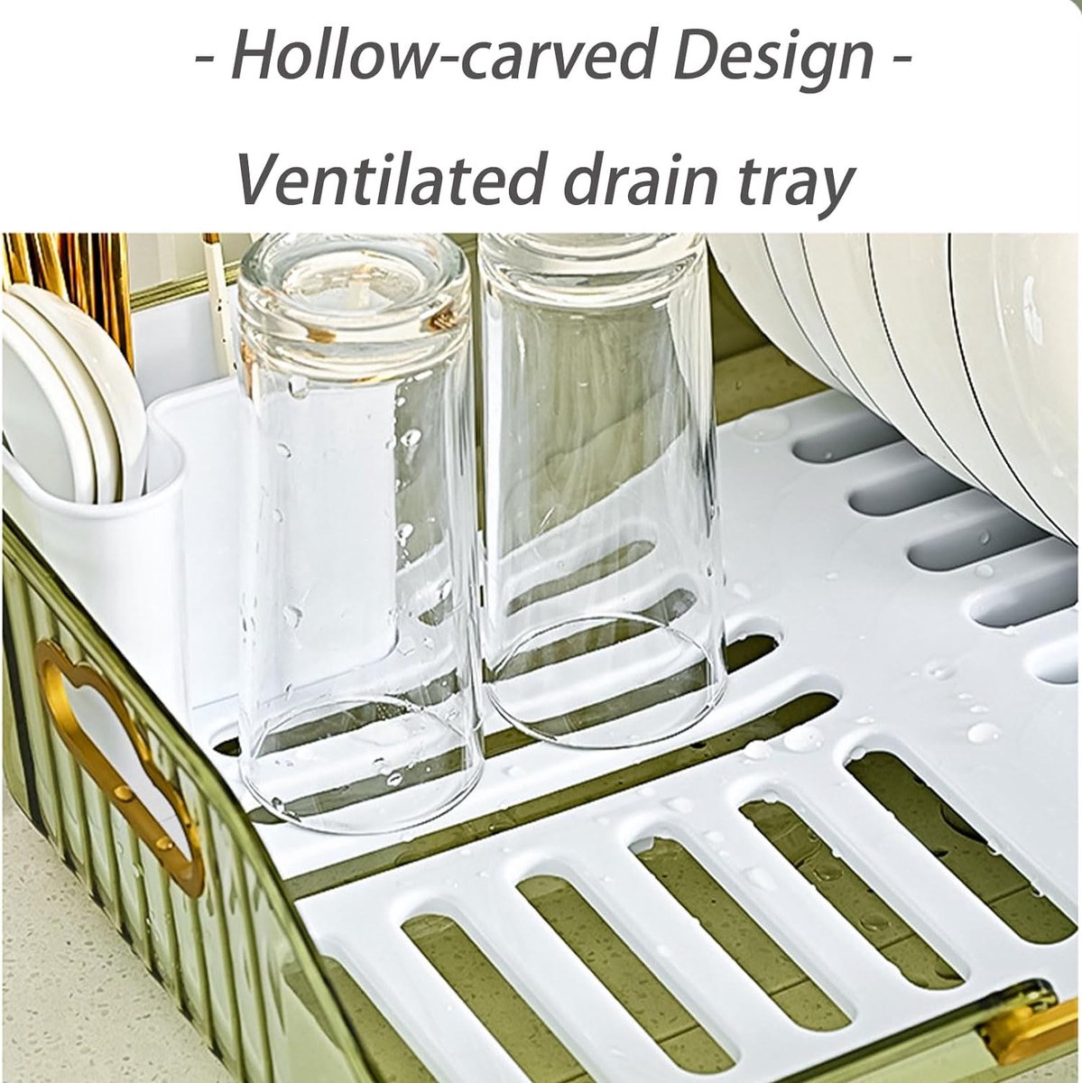 Velox Goods VL‑527 Drainer with Cutlery Holder – Dishwasher Rack with Leakage & Plateau Stand – For Plates, Scales & Cutlery