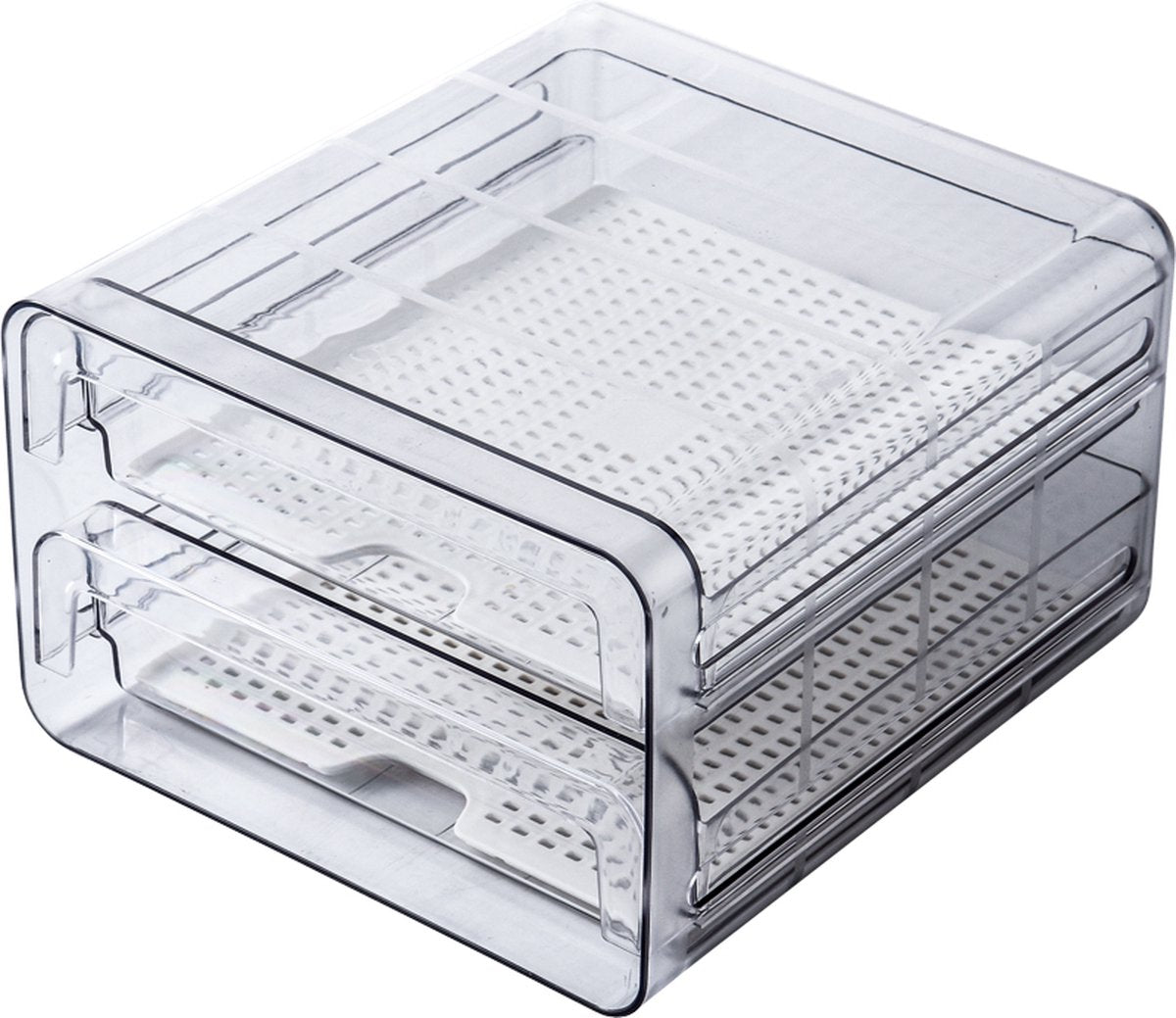 Velox Goods VL‑525 Refrigerator Organizer – Stackable PET Storage Box – Drawer for Vegetable, Fruit & Meat – 24 × 21.5 × 14 cm – Transparent