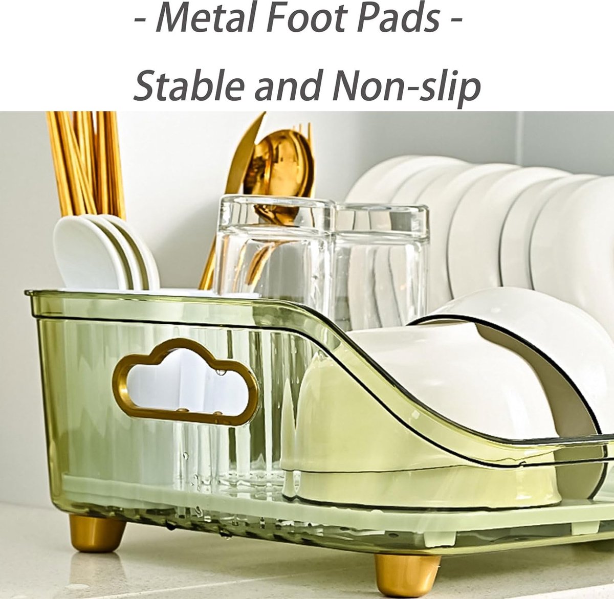 Velox Goods VL‑527 Drainer with Cutlery Holder – Dishwasher Rack with Leakage & Plateau Stand – For Plates, Scales & Cutlery