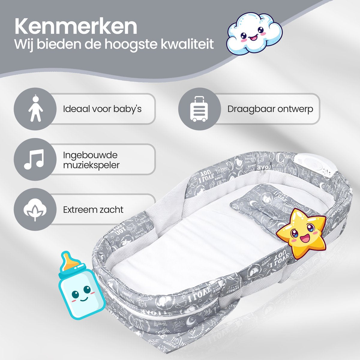 Velox Goods VL-516 Baby Travel Bed – Safe & Comfortable Mobile Travel Bed – Foldable Bed for Newborns & Babies