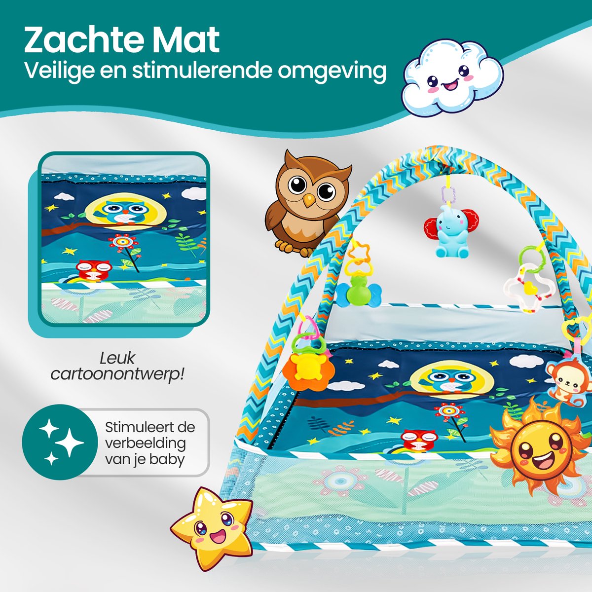 Velox Goods VL-506 Baby Gym – Interactive Play Mat for Babies – Educational and Safe Design – Suitable for Babies from 3 Months – Includes Hanging Toys, Balls and Net Fabric Sidewalls – Blue Brand: Velox Goods