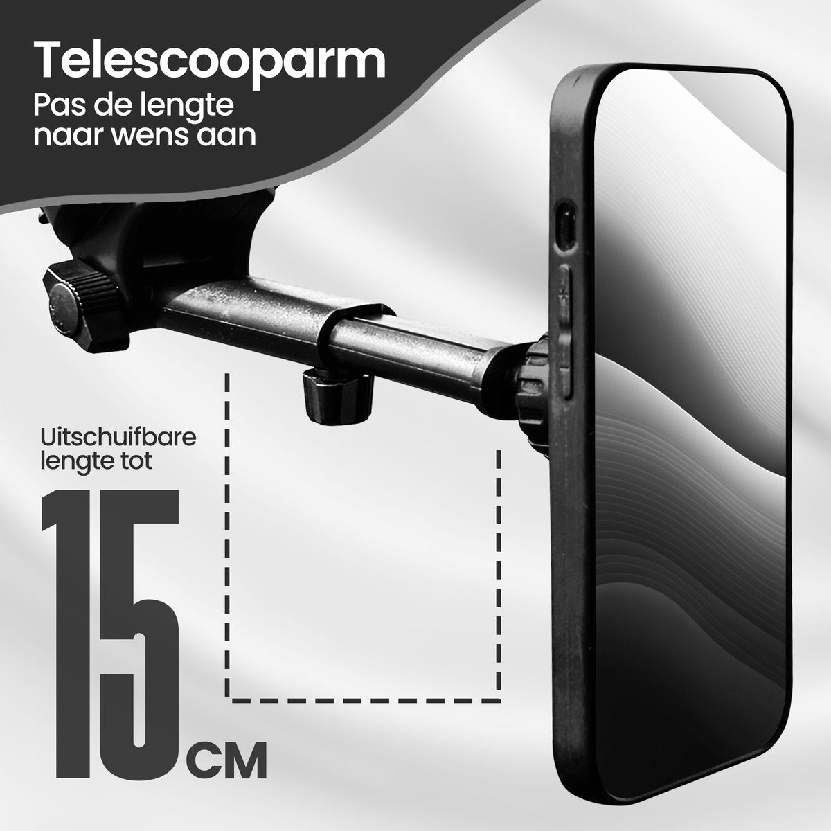 Velox Goods VL-502 Magnetic Phone Holder Car – Strong Suction Cup – Extractable Arm – 360° Rotatable – Suitable for Dashboard, Windshield & Desk – Universal Smartphone Holder – Black