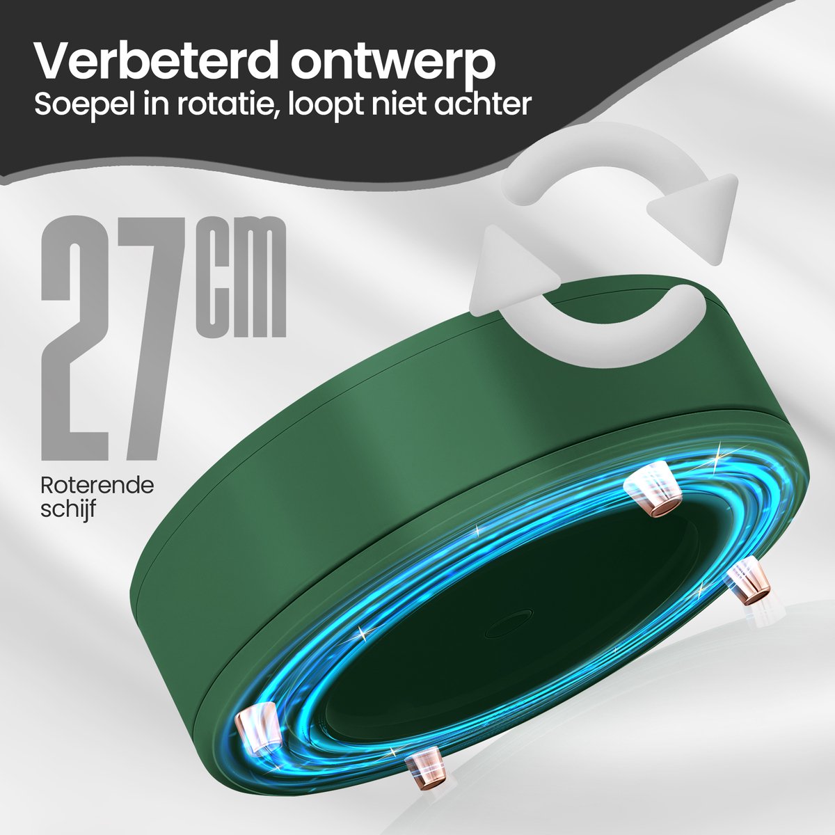 Velox Goods VL‑529 Turntable – 360° Organizer Ø27 cm – Rotary Herb Rack & Lazy Susan – For Kitchen, Refrigerator, Bathroom – Green – Non-slip & Large Size