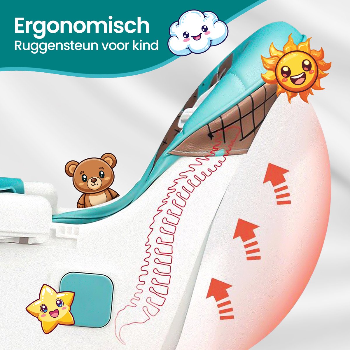 Velox Goods VL-509 Baby Chair – Compact, Adjustable and Foldable High Chair with Seat Belt, Storage Basket and Playful Design – Suitable for Children from 6 Months to 4 Years