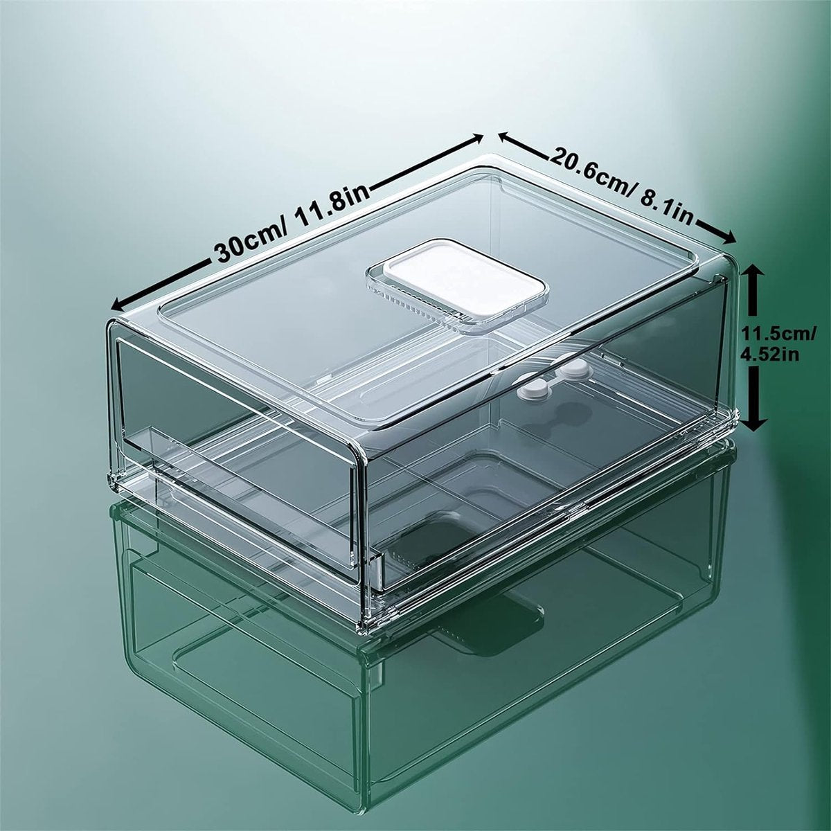 Velox Goods VL‑532 Refrigerator Organizer – Transparent Sliding Drawer Bin – Storage box for Refrigerator, Kitchen or Pantry – BPA-free – Stackable – 30×20.6×11.5 cm