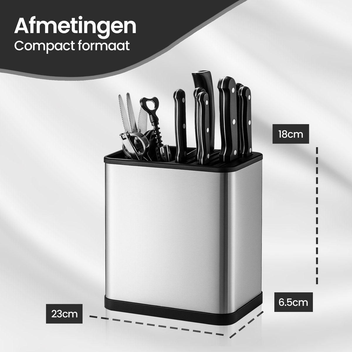 Velox Goods VL‑535 Knife Rack – Kitchen Rack Without Drilling – Hanging Kitchen Organizer for Knives & Cutlery – Black Wall Rack with Self-Adhesive System – Kitchenware Holder