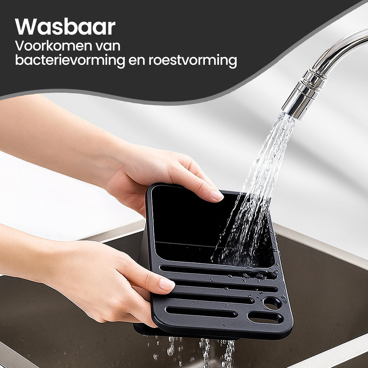 Velox Goods VL‑535 Knife Rack – Kitchen Rack Without Drilling – Hanging Kitchen Organizer for Knives & Cutlery – Black Wall Rack with Self-Adhesive System – Kitchenware Holder