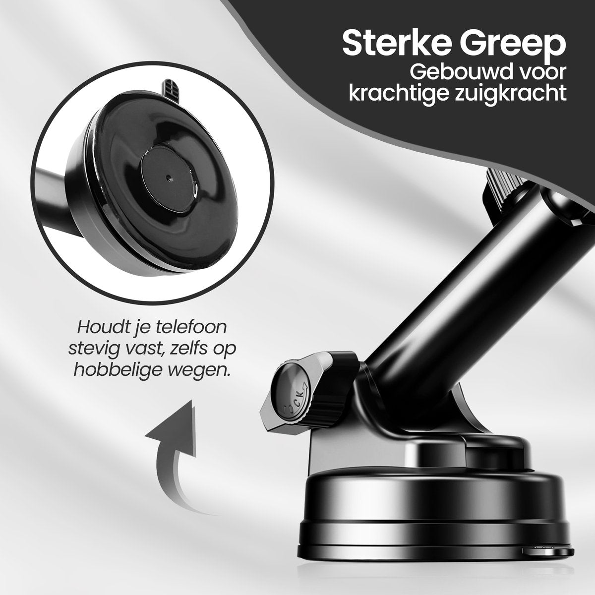 Velox Goods VL-502 Magnetic Phone Holder Car – Strong Suction Cup – Extractable Arm – 360° Rotatable – Suitable for Dashboard, Windshield & Desk – Universal Smartphone Holder – Black