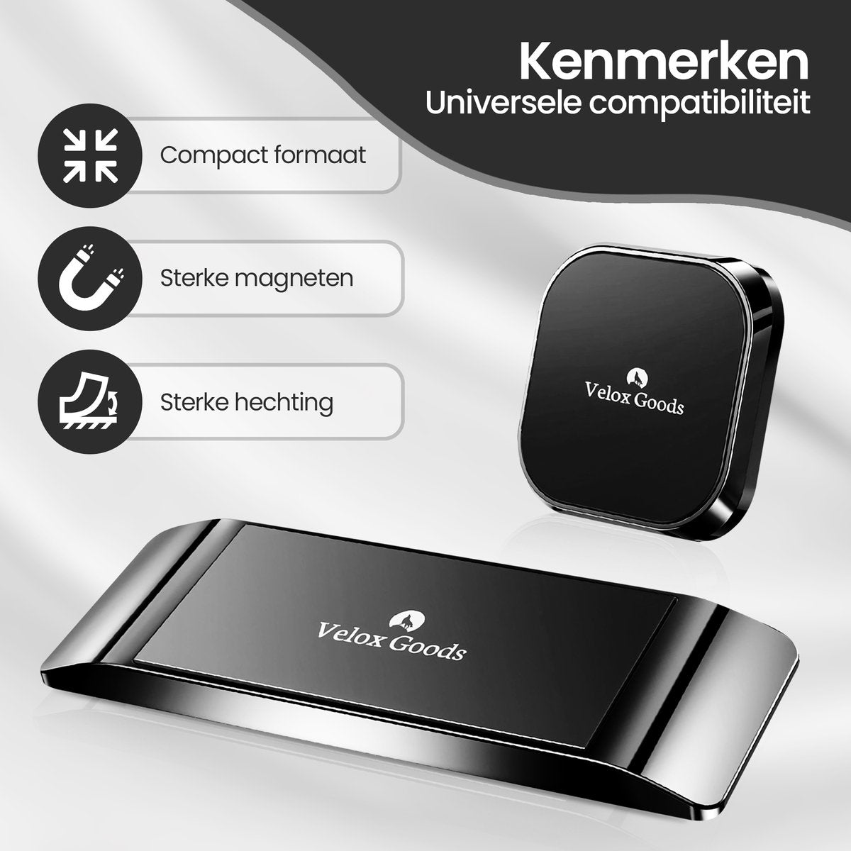 Velox Goods VL-503 Magnetic Phone Holder Car – Duo Pack – 2 Strong Magnets – For Dashboard, Windshield & Desk – Universal Smartphone Holder