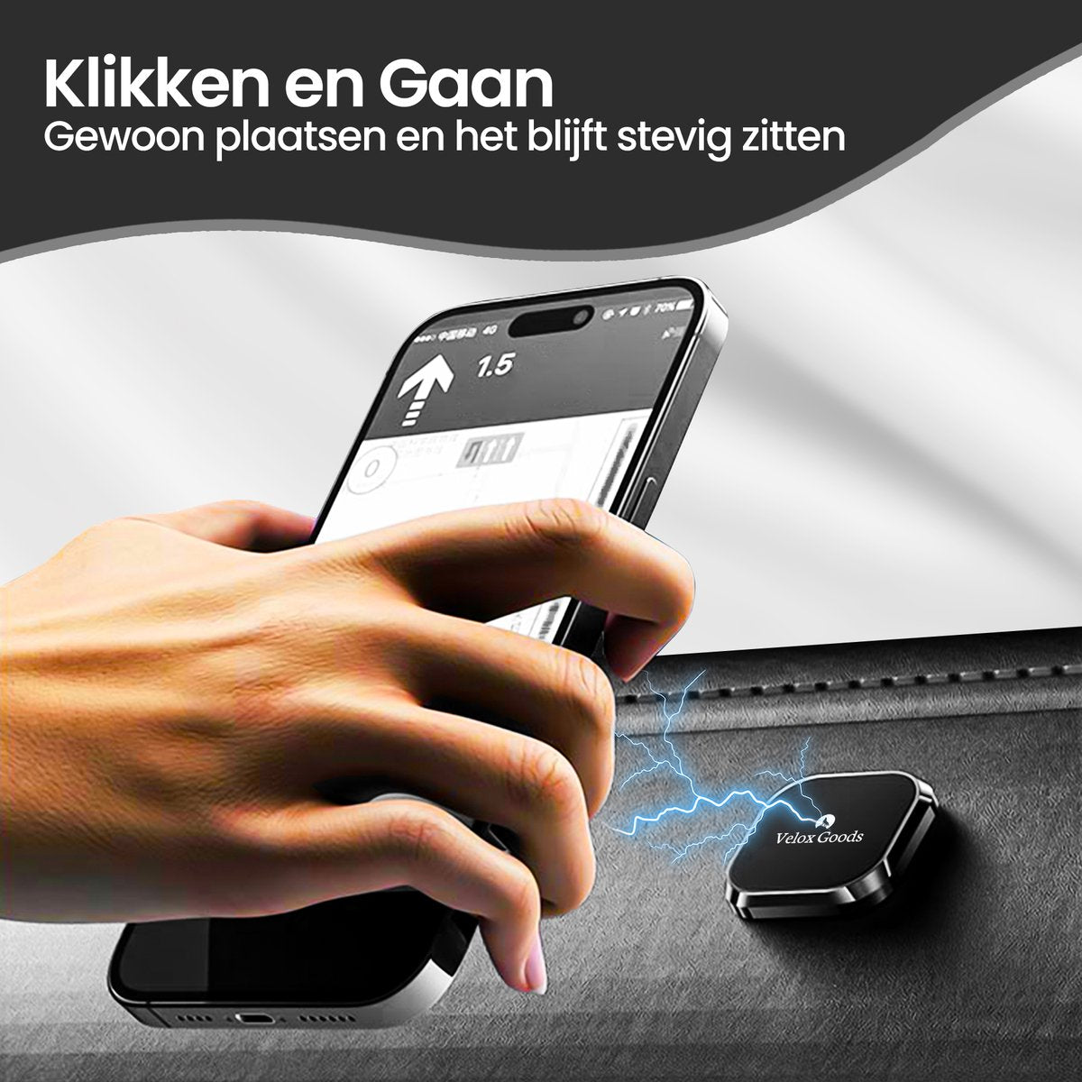 Velox Goods VL-503 Magnetic Phone Holder Car – Duo Pack – 2 Strong Magnets – For Dashboard, Windshield & Desk – Universal Smartphone Holder