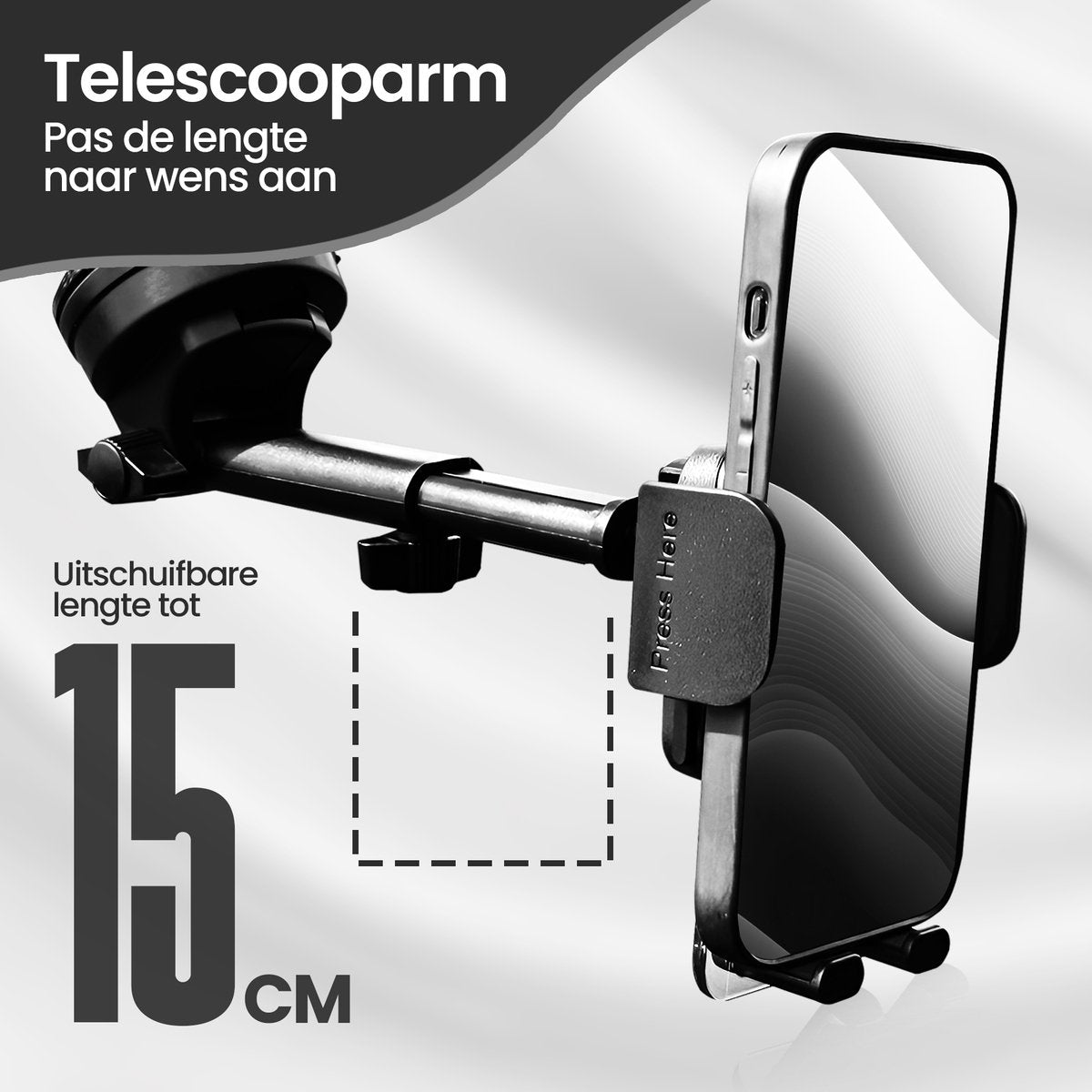 Velox Goods VL-501 Phone Holder Car – Strong Suction Cup – 360° Rotatable – For Dashboard, Windshield & Desk – Universal Smartphone Holder – Black