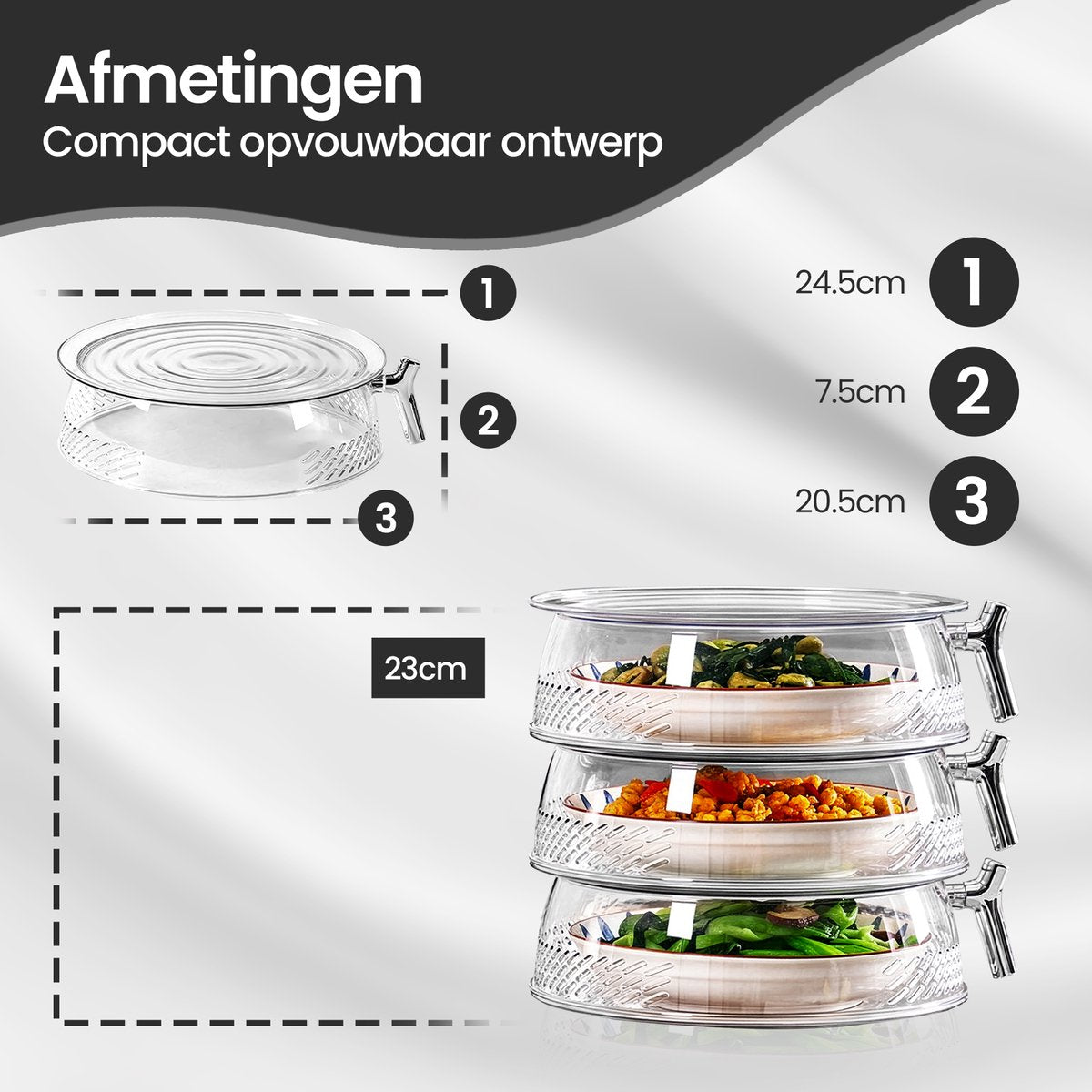 Velox Goods VL‑528 Fly Cap Food Cover – Set of 3 – Heat Preservation & Anti-insect – Ø 25/30/35 cm – Collapsible – Washable Mesh – Useful for Outdoor & Indoor