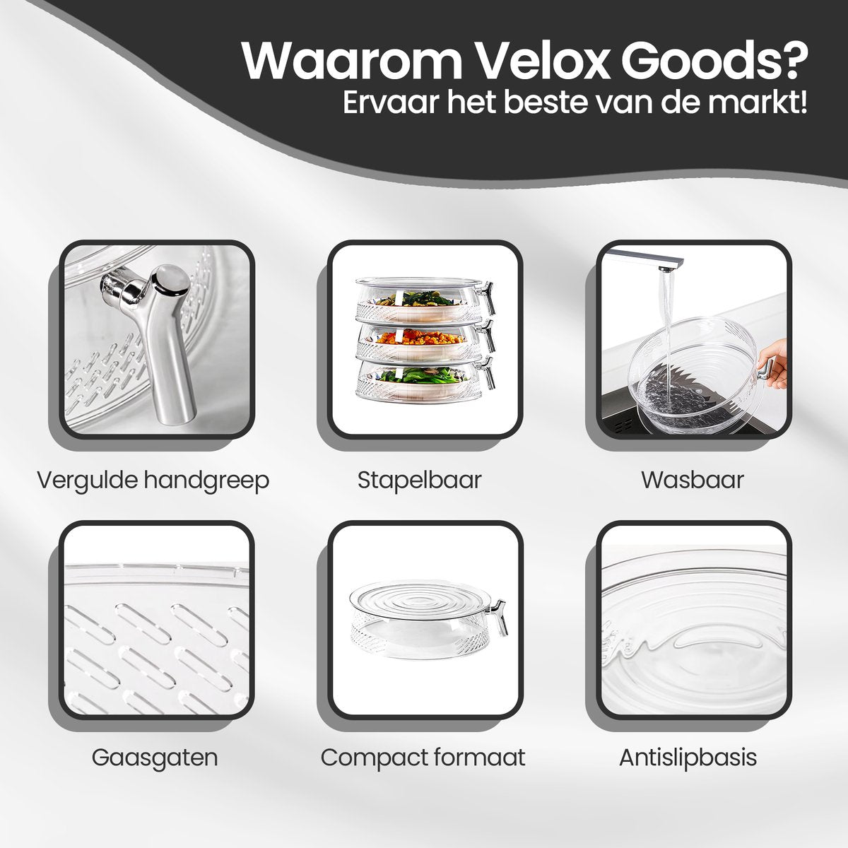 Velox Goods VL‑528 Fly Cap Food Cover – Set of 3 – Heat Preservation & Anti-insect – Ø 25/30/35 cm – Collapsible – Washable Mesh – Useful for Outdoor & Indoor