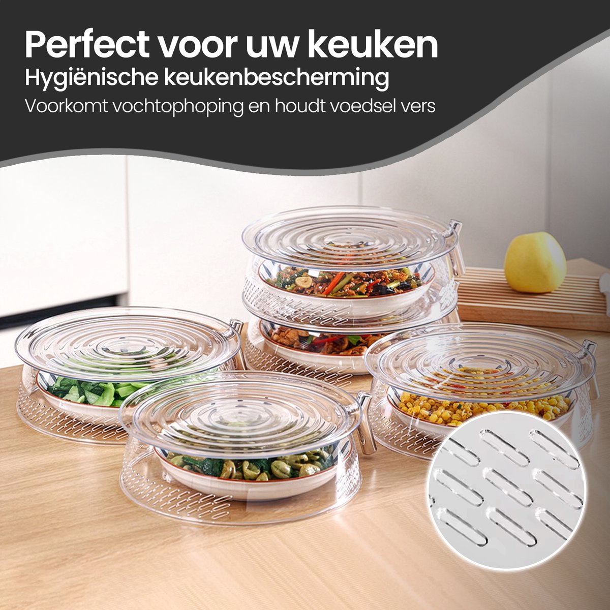 Velox Goods VL‑528 Fly Cap Food Cover – Set of 3 – Heat Preservation & Anti-insect – Ø 25/30/35 cm – Collapsible – Washable Mesh – Useful for Outdoor & Indoor