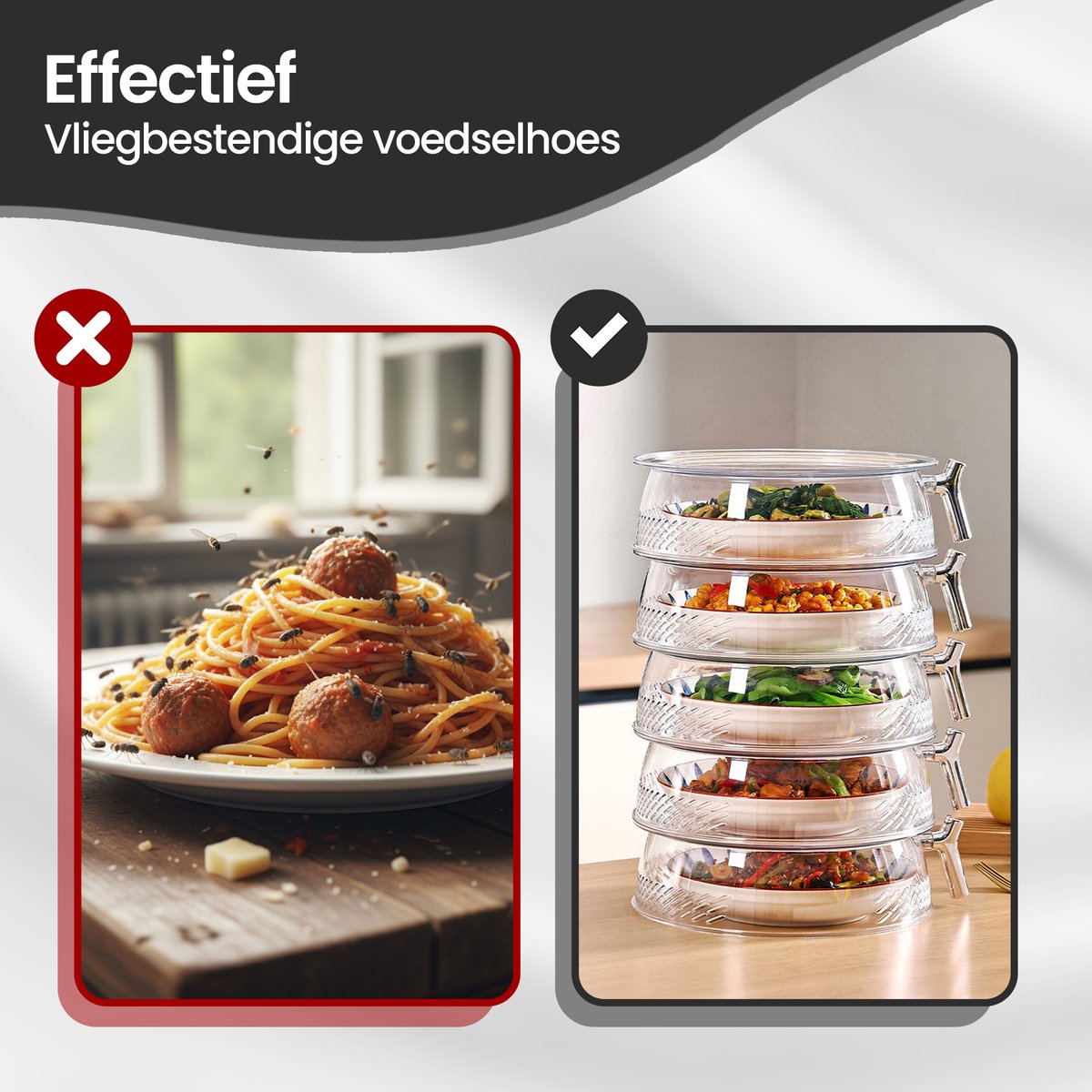 Velox Goods VL‑528 Fly Cap Food Cover – Set of 3 – Heat Preservation & Anti-insect – Ø 25/30/35 cm – Collapsible – Washable Mesh – Useful for Outdoor & Indoor