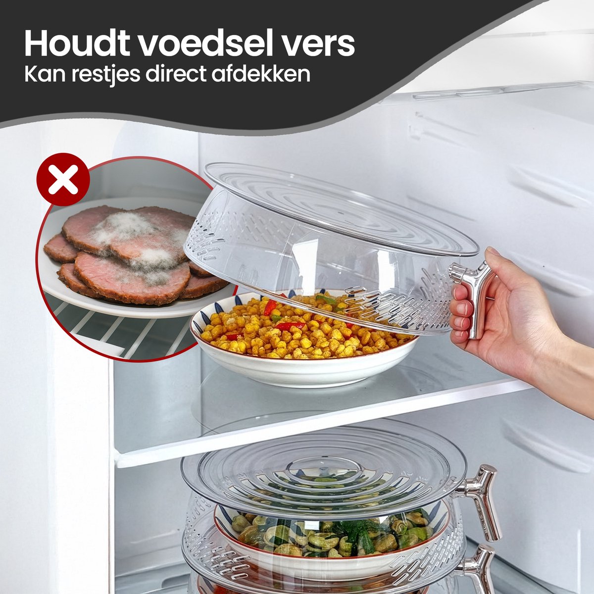 Velox Goods VL‑528 Fly Cap Food Cover – Set of 3 – Heat Preservation & Anti-insect – Ø 25/30/35 cm – Collapsible – Washable Mesh – Useful for Outdoor & Indoor