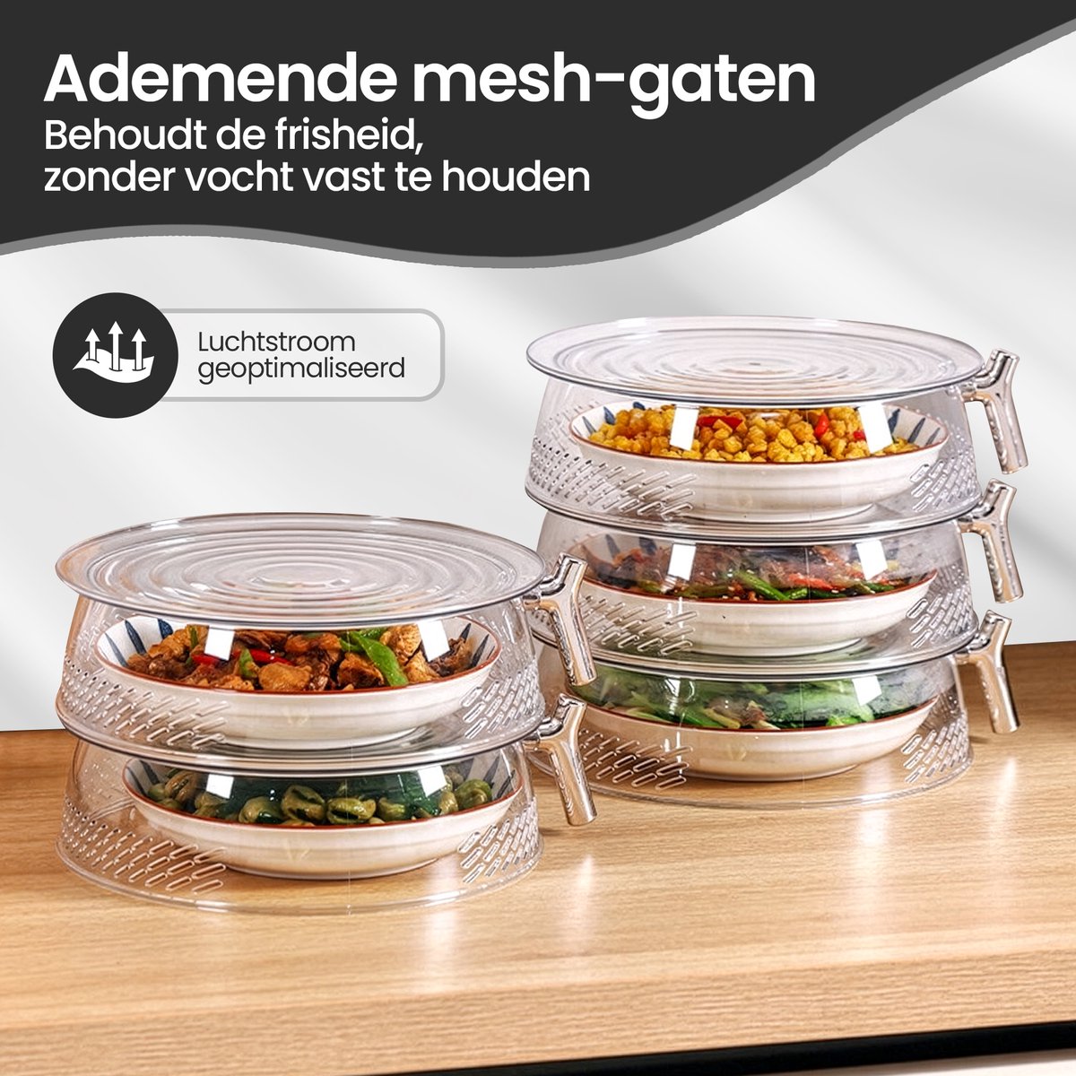 Velox Goods VL‑528 Fly Cap Food Cover – Set of 3 – Heat Preservation & Anti-insect – Ø 25/30/35 cm – Collapsible – Washable Mesh – Useful for Outdoor & Indoor