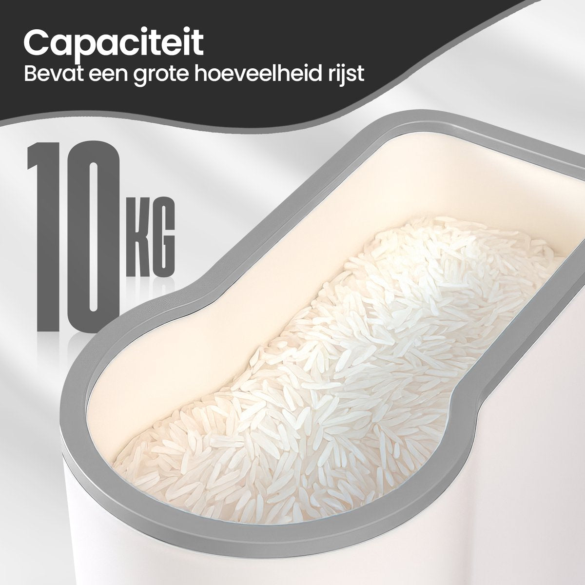 Velox Goods VL‑531 Rice Dispenser – Stock Container with Lid – 10 kg Storage – Grain & Food Container – Storage Bin for Rice, Lentils, Mung Beans & More – Transparent – Kitchen Organizer