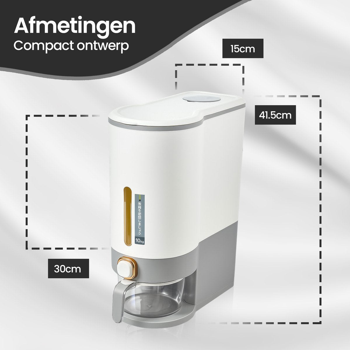 Velox Goods VL‑531 Rice Dispenser – Stock Container with Lid – 10 kg Storage – Grain & Food Container – Storage Bin for Rice, Lentils, Mung Beans & More – Transparent – Kitchen Organizer