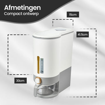 Velox Goods VL‑531 Rice Dispenser – Stock Container with Lid – 10 kg Storage – Grain & Food Container – Storage Bin for Rice, Lentils, Mung Beans & More – Transparent – Kitchen Organizer