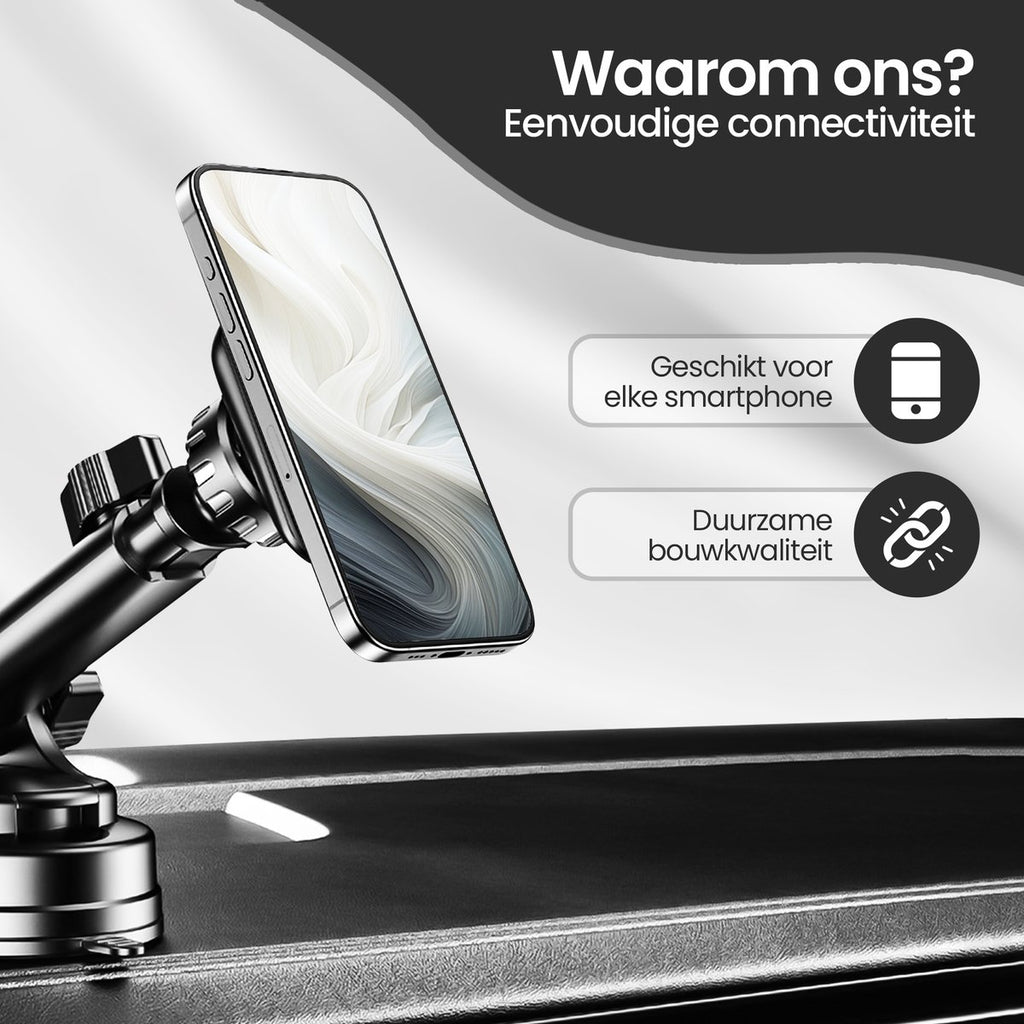 Magnetische Telefoonhouder Auto met Zuignap - Uitschuifbare Arm – foto 8