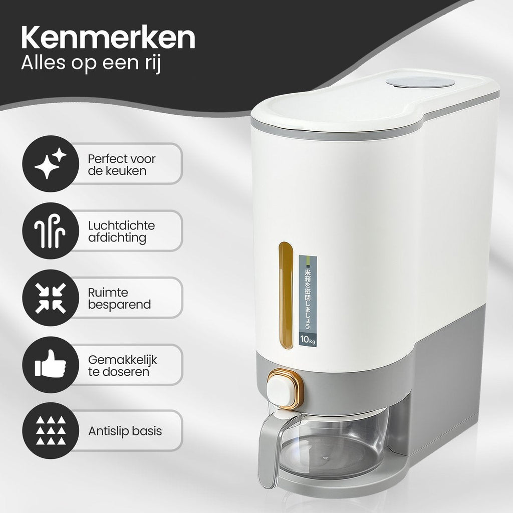 Kenmerken van de rijstdispenser op een rij