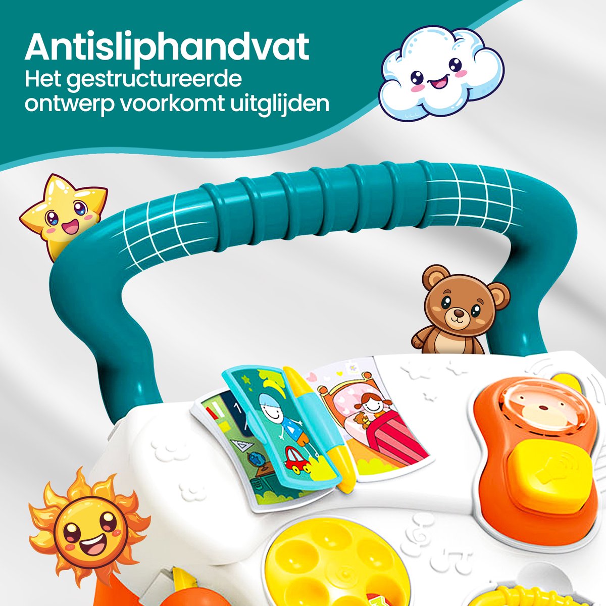 Velox Goods VL-510 Baby Walker – Educational Rocking Exerciser with Activity Panel – Adjustable Height – Non-Slip Wheels & Handle – Toy with Light, Music & Drawing Board – Montessori – From 9 Months