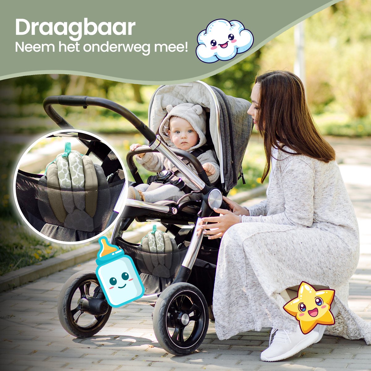 Velox Goods VL-507 Adjustable Ergonomic Nursing Pillow – Supportive & Comfortable – 3-Layer Height Adjustable – Removable Washable Cover – Light Green/Gray/White