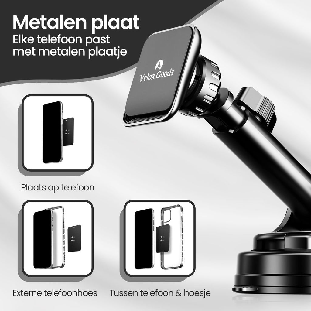 Magnetische Telefoonhouder Auto met Zuignap - Uitschuifbare Arm – foto 9