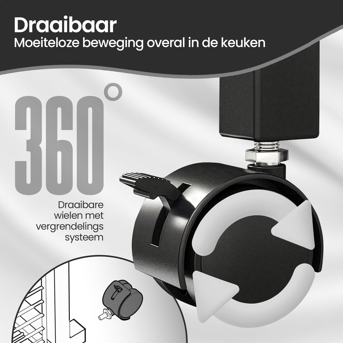 Velox Goods VL‑523 Kitchen Shelves – Sturdy 4-Tier Storage Rack with Microwave Shelf – Metal Standing Kitchen Rack – For Vegetables, Fruits & Appliances – Black