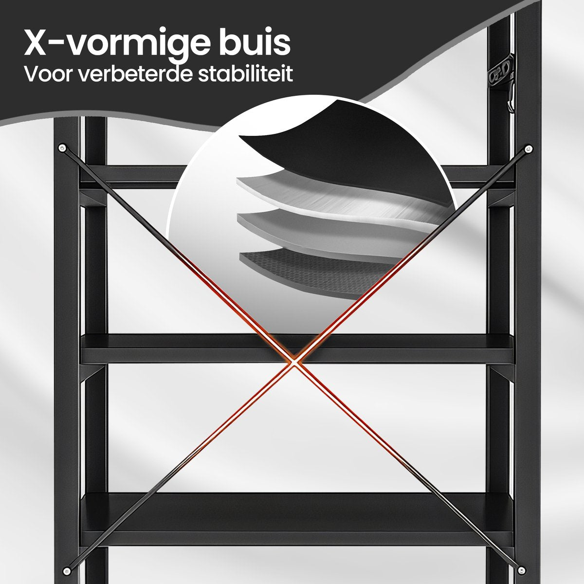 Velox Goods VL‑523 Kitchen Shelves – Sturdy 4-Tier Storage Rack with Microwave Shelf – Metal Standing Kitchen Rack – For Vegetables, Fruits & Appliances – Black