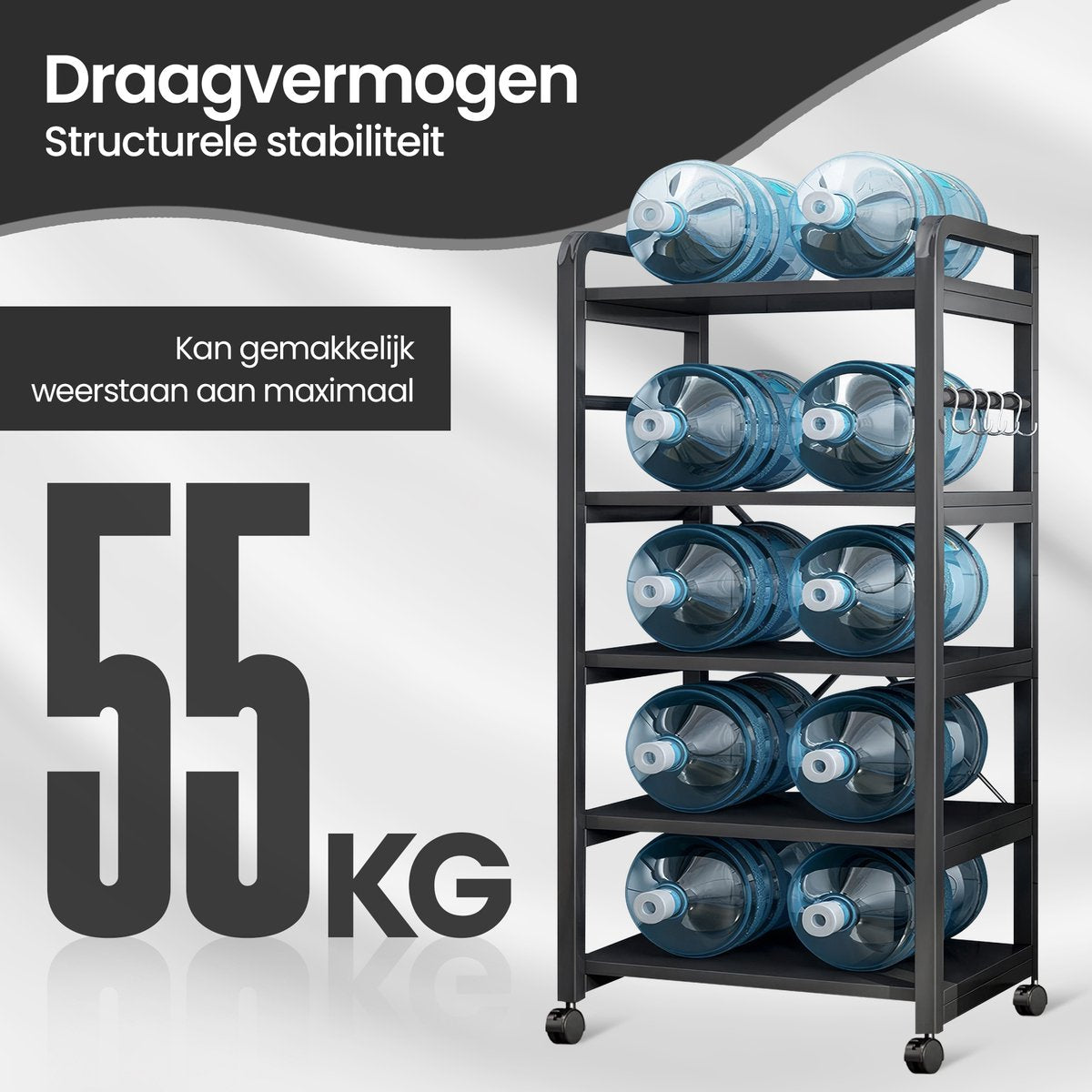 Velox Goods VL‑523 Kitchen Shelves – Sturdy 4-Tier Storage Rack with Microwave Shelf – Metal Standing Kitchen Rack – For Vegetables, Fruits & Appliances – Black