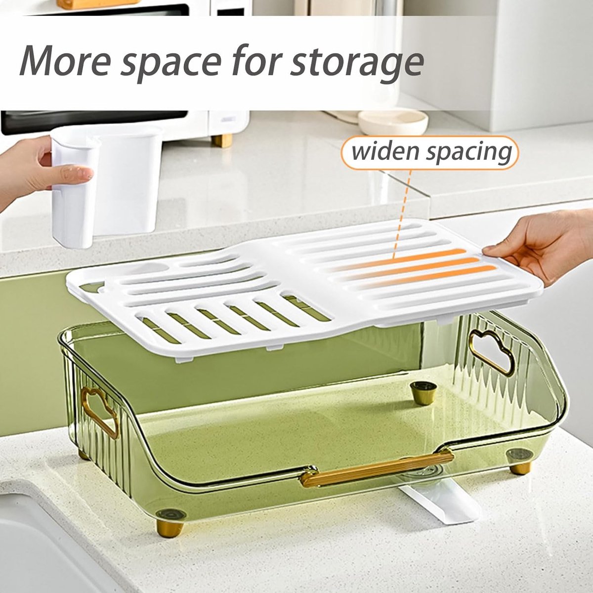 Velox Goods VL‑527 Drainer with Cutlery Holder – Dishwasher Rack with Leakage & Plateau Stand – For Plates, Scales & Cutlery