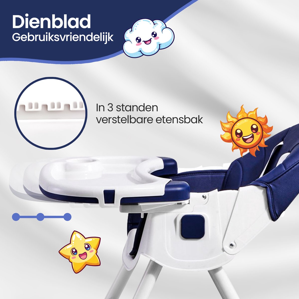 Velox Goods VL-508 Baby Chair – 4-in-1 High Chair with Adjustable Backrest, Seat Belt and Storage Space – Suitable from 6 Months to 6 Years – Dining Chair, Crib and Play Area – Foldable and Non-slip