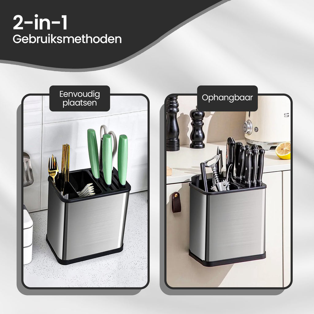 Velox Goods RVS messenblok zonder messen met bestekvak - foto 6