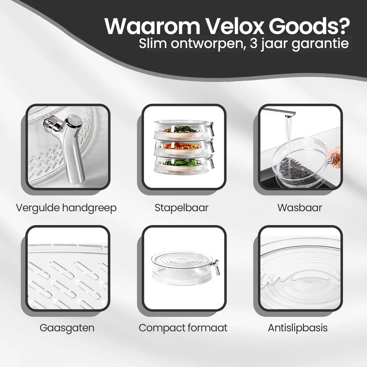 Velox Goods stapelbare voedselkappen set van 3 - foto 6