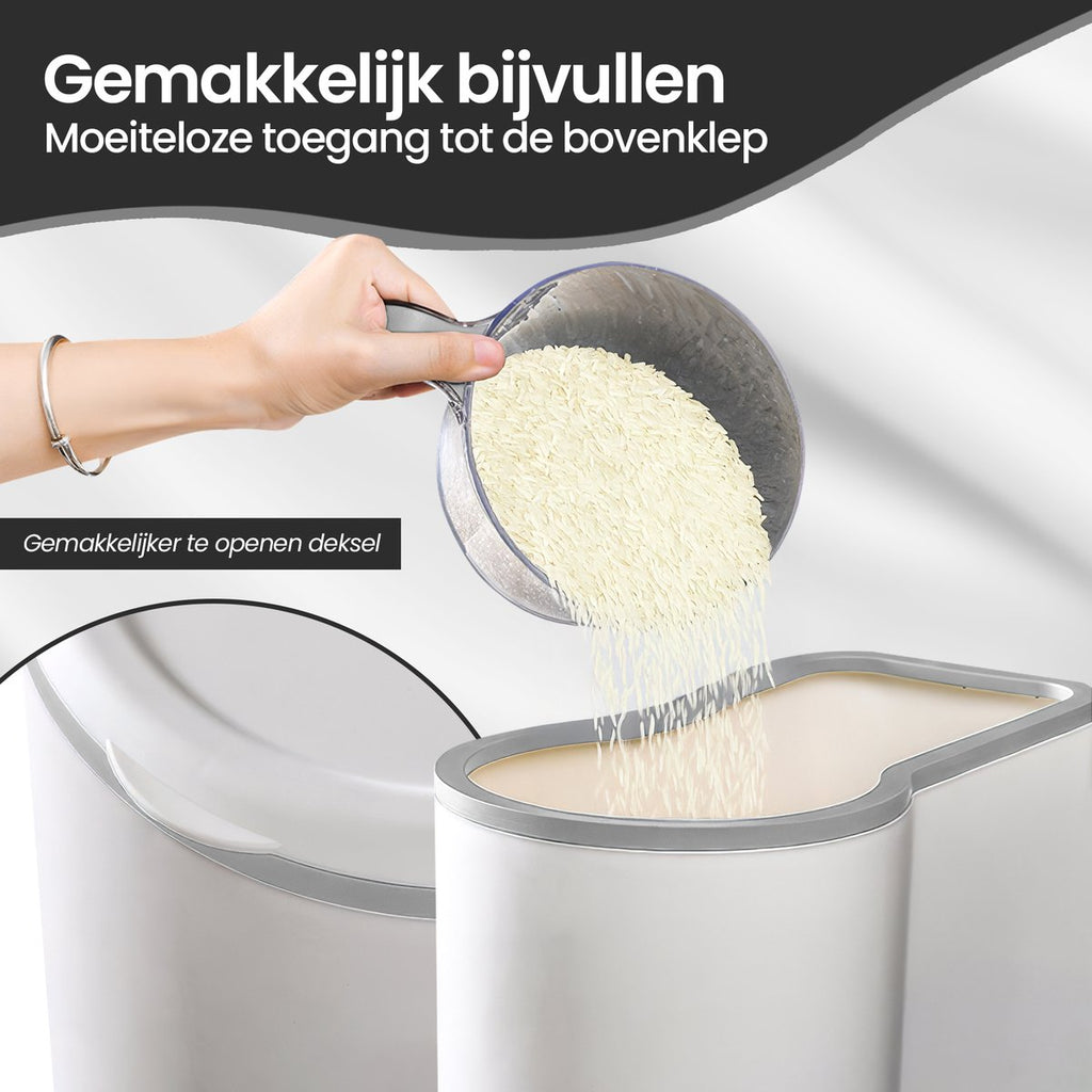 Rijstdispenser bijvullen via de klep aan de bovenkant