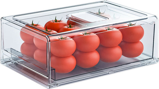 Velox Goods VL‑532 Refrigerator Organizer – Transparent Sliding Drawer Bin – Storage box for Refrigerator, Kitchen or Pantry – BPA-free – Stackable – 30×20.6×11.5 cm