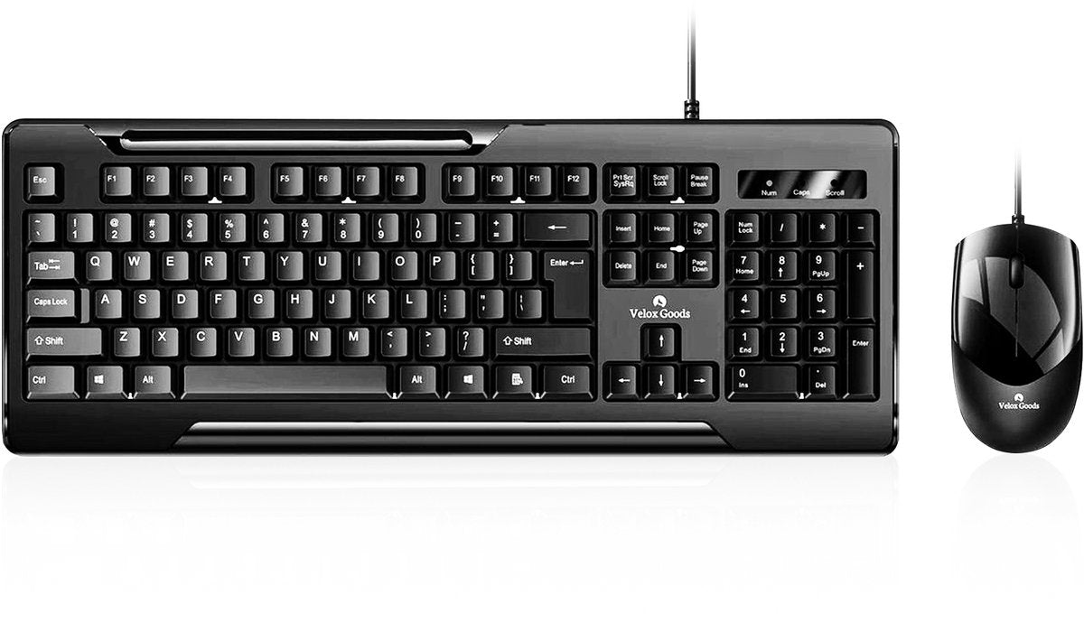 Velox Goods VL-500 Keyboard and Mouse Set – Wired – Silent – Splashproof – Plug & Play