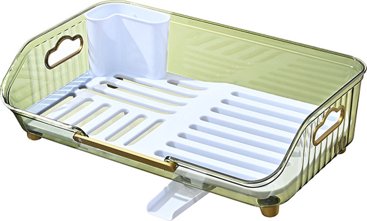 Velox Goods VL‑527 Drainer with Cutlery Holder – Dishwasher Rack with Leakage & Plateau Stand – For Plates, Scales & Cutlery
