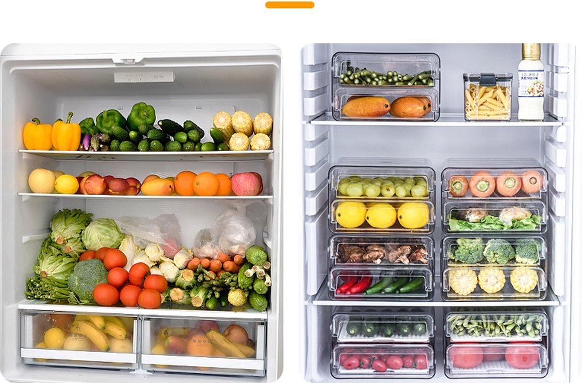 Velox Goods VL‑525 Refrigerator Organizer – Stackable PET Storage Box – Drawer for Vegetable, Fruit & Meat – 24 × 21.5 × 14 cm – Transparent