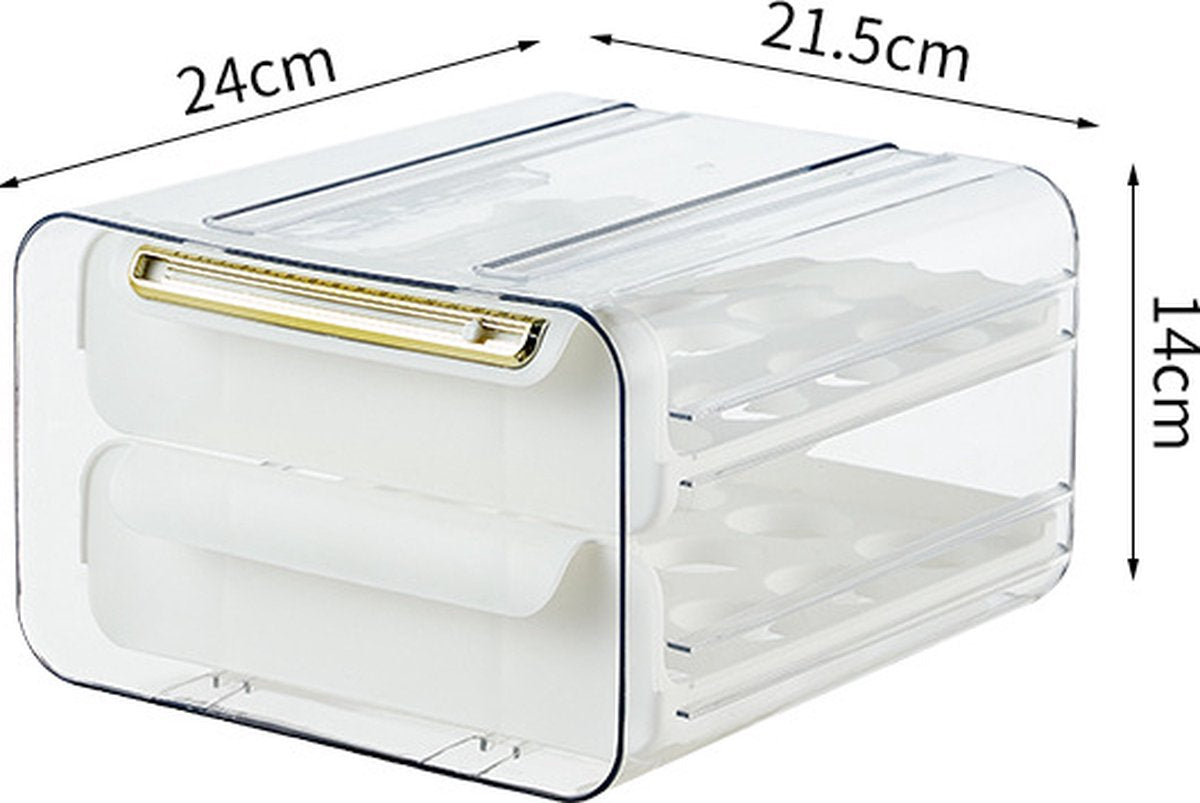 Velox Goods VL‑526 Egg Holder – Refrigerator Egg Tray Duo‑Tier – 32‑Egg Storage (16+16) – Transparent & Stackable